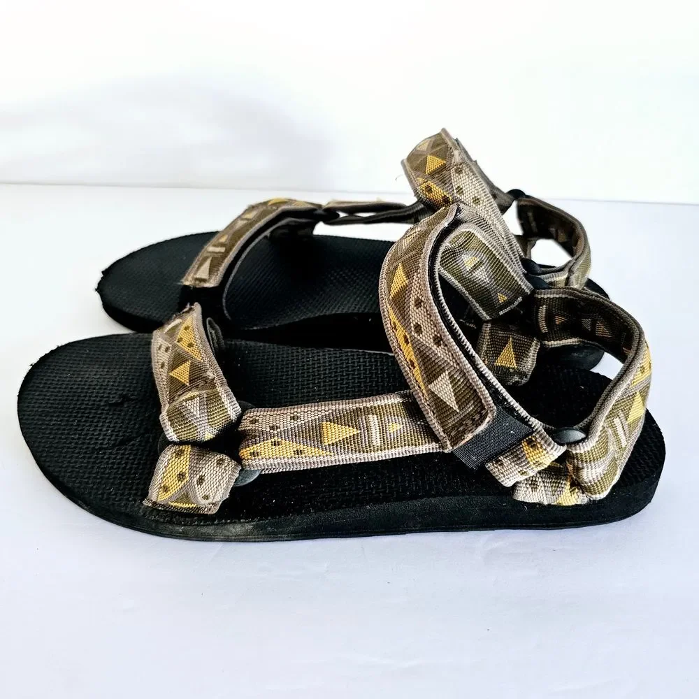 Teva Original Universal Sandals Geometric Brown Tan Gorpcore Mens 8 Boho Hiking‎